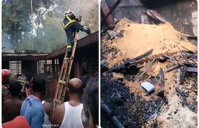 গোয়াইনঘাটে বসত বাড়িতে আগুন ‘সর্ট সার্কিট থেকে’, বলছে পুলিশ