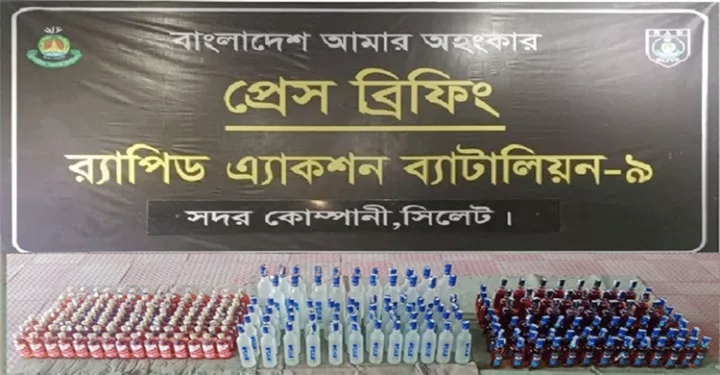 সিলেটে অভিযানে বিপুল পরিমাণ বিদেশি মদ উদ্ধার