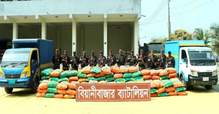 বিয়ানীবাজারে ৭০ লাখ টাকার অবৈধ ভারতীয় মালামাল জব্দ