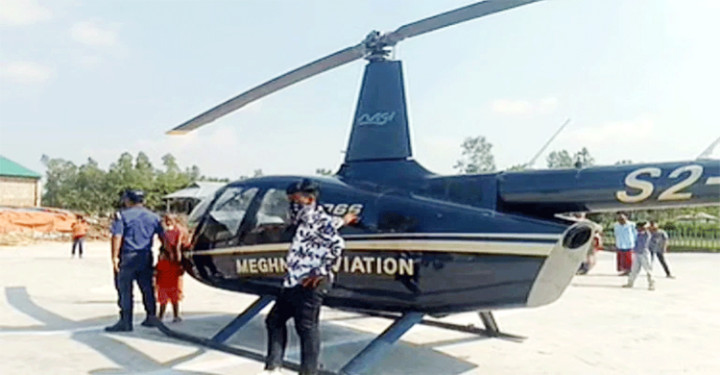 সিলেট থেকে গাইবান্ধায় হেলিকপ্টারযোগে বিয়ে করলেন প্রবাসী যুবক