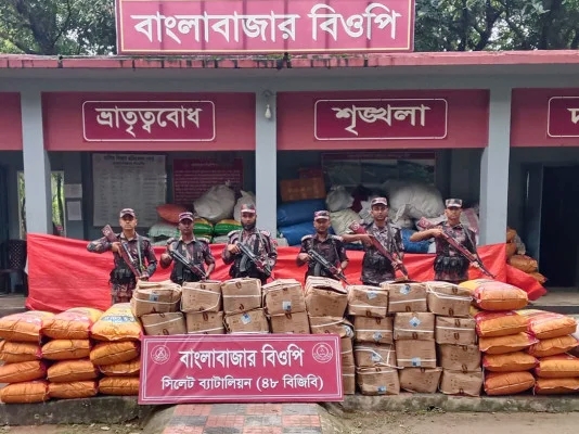 সিলেটে ৭২ লাখ টাকার চোরাচালান পণ্য ধরলো বিজিবি