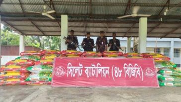 সিলেট সীমান্তে ১ কোটি ৮৫ লাখ টাকার চোরাচালানী পণ্য জব্দ
