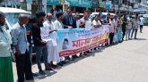 গোলাপগঞ্জে বাসচালক রিপন ও দেলোয়ার হত্যার বিচারের দাবিতে মানববন্ধন