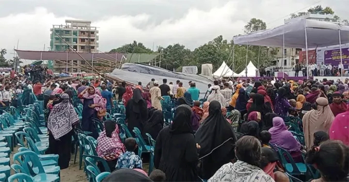 প্রধানমন্ত্রী শ্রীমঙ্গলে পৌঁছানোর আগেই ভেঙে পড়ল প্যান্ডেল