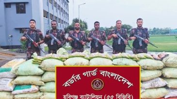 হবিগঞ্জে বালুবোঝাই ট্রাক থেকে ভারতীয় ফুসকা জব্দ