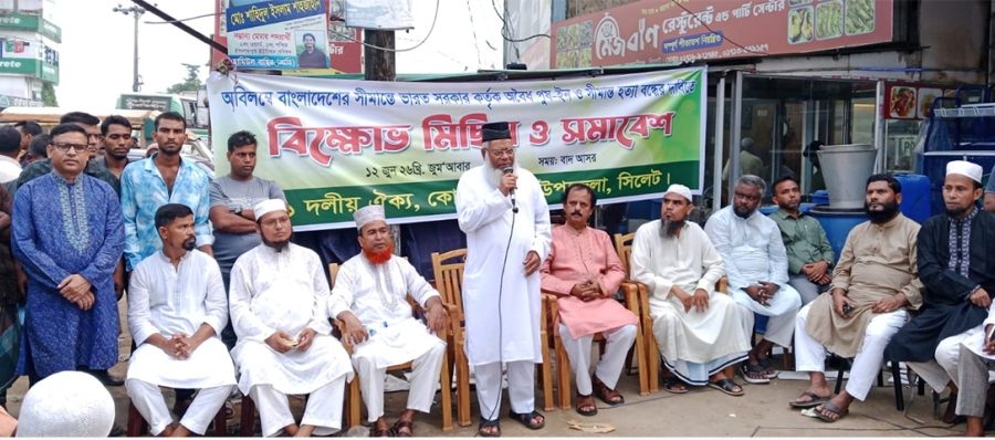 পুশইন ও সীমান্ত হত্যার প্রতিবাদে সিলেটের ৬ উপজেলায় ১১ দলের বিক্ষোভ