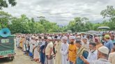 গোয়াইনঘাটে মোটরসাইকেল দুর্ঘটনায় নিহত তিন বন্ধুর জানাজা সম্পন্ন