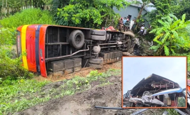 বাহুবলে দুই বাসের মুখোমুখি সংঘর্ষে নিহত বেড়ে ২