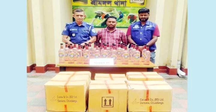 শ্রীমঙ্গলে ২০৪ বোতল মদসহ যুবক আটক