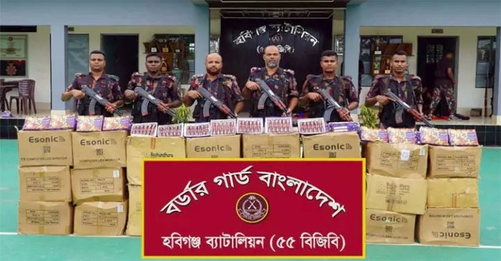 হবিগঞ্জ সীমান্তে অর্ধকোটি টাকার ভারতীয় চোরাচালানি পণ্য জব্দ