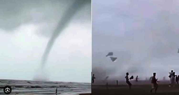 কক্সবাজার সৈকতে শক্তিশালী টর্নেডোর আঘাত, উড়ে গেছে ছাতা-চেয়ার