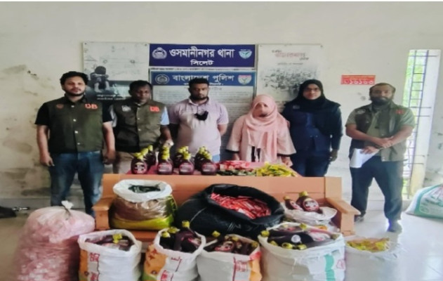 ওসমানীনগরে বিপুল পরিমাণ ভারতীয় চোরাই পণ্যসহ আটক ২