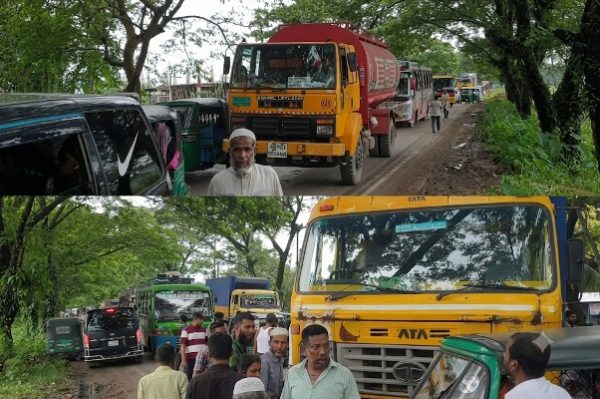 ট্রাকে জরিমানা করায় সিলেট-ঢাকা মহাসড়ক অবরোধ