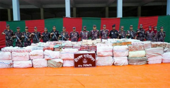 মৌলভীবাজারে ৩ কোটি টাকার ভারতীয় চোরাচালান পণ্য জব্দ