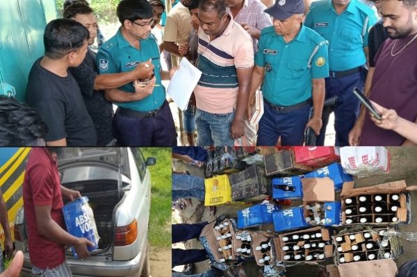 সিলেটে বিদেশি মদ ভর্তি প্রাইভেট কার আটক