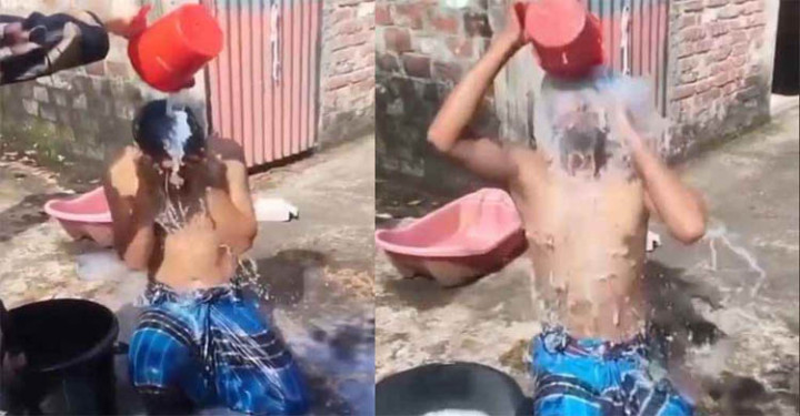 সুনামগঞ্জে স্ত্রী পালিয়ে যাওয়ায় দুধ দিয়ে গোসল করলেন স্বামী