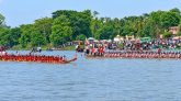 গোলাপগঞ্জের কুশিয়ারা নদীতে উৎসবমুখর নৌকা বাইচ