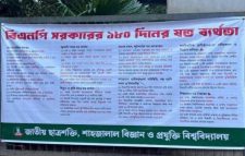 শাবিপ্রবিতে ‘বিএনপি সরকারের ১৮০ দিনে যত ব্যর্থতা’র ব্যানার টানাল ছাত্রশক্তি