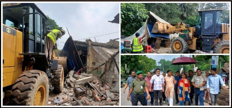 জৈন্তাপুরে ৬০টি অবৈধ স্থাপনা উচ্ছেদ